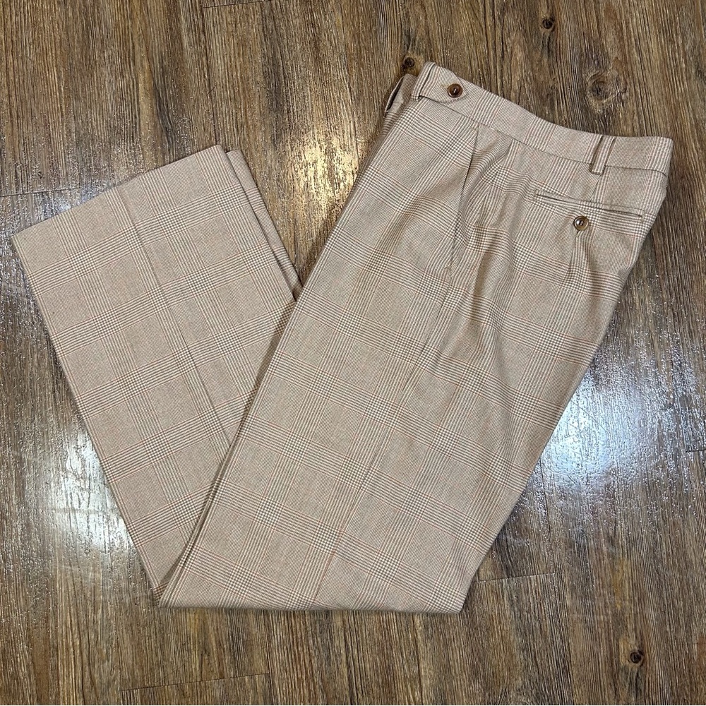 MaxMara Women’s Neutral Multi Plaid Wool blend Dress Pants Sz. 8